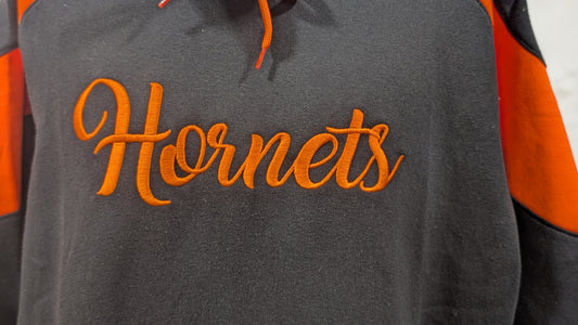 Orange and Black Hornets Embroidered Hoodie