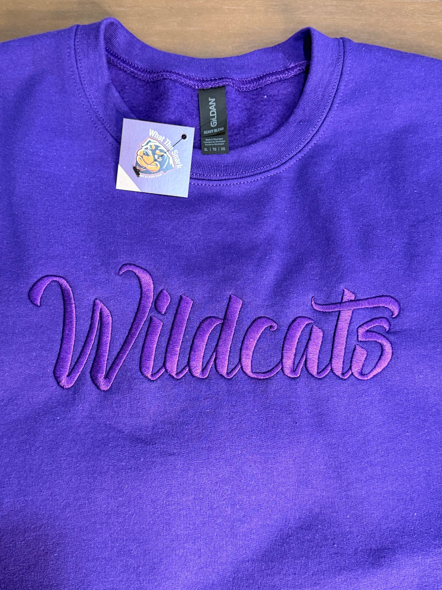 Purple Wildcats Embroidered Crew Neck
