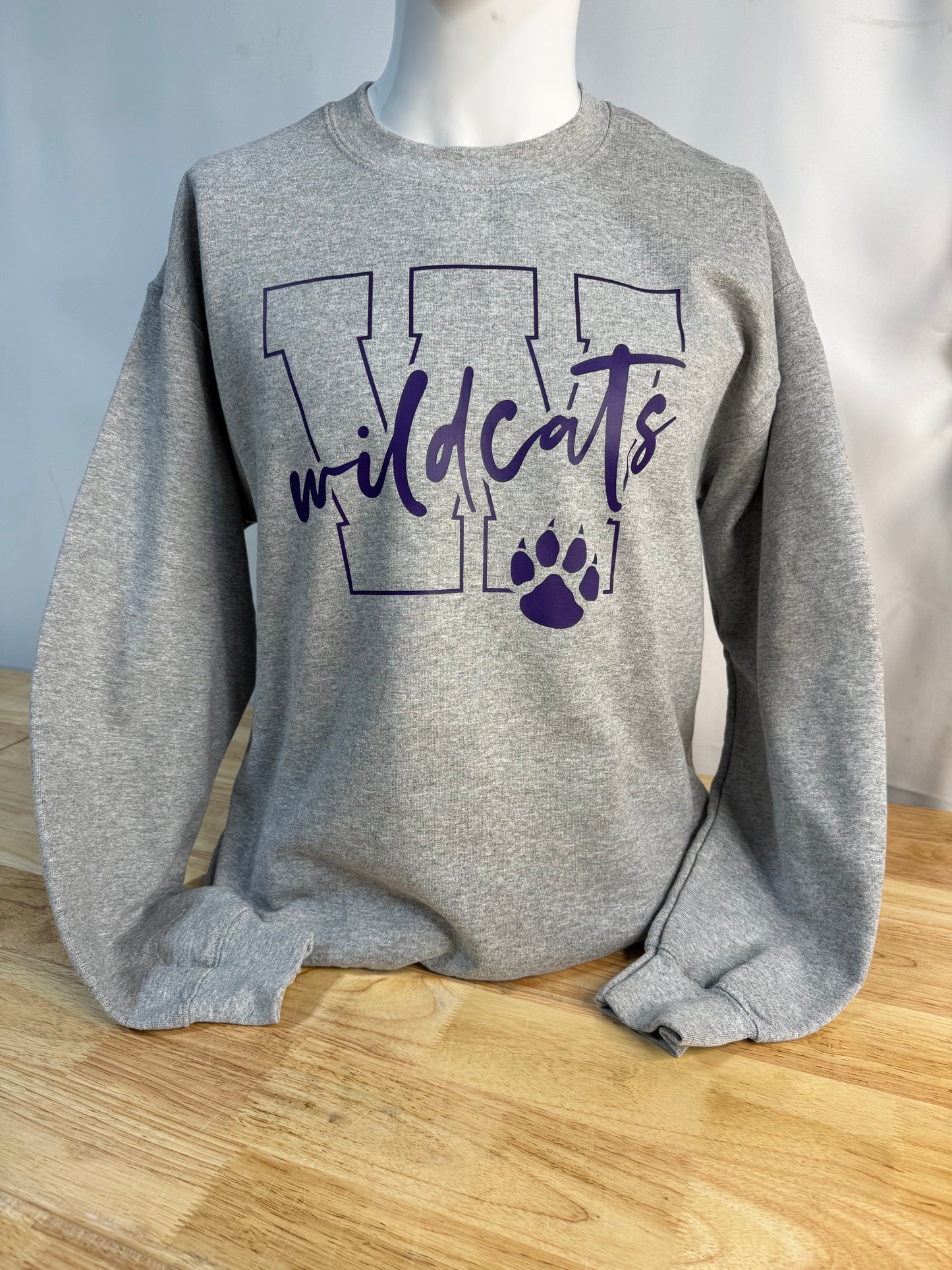 Wildcats Spirit Crew Neck Gray Sweater