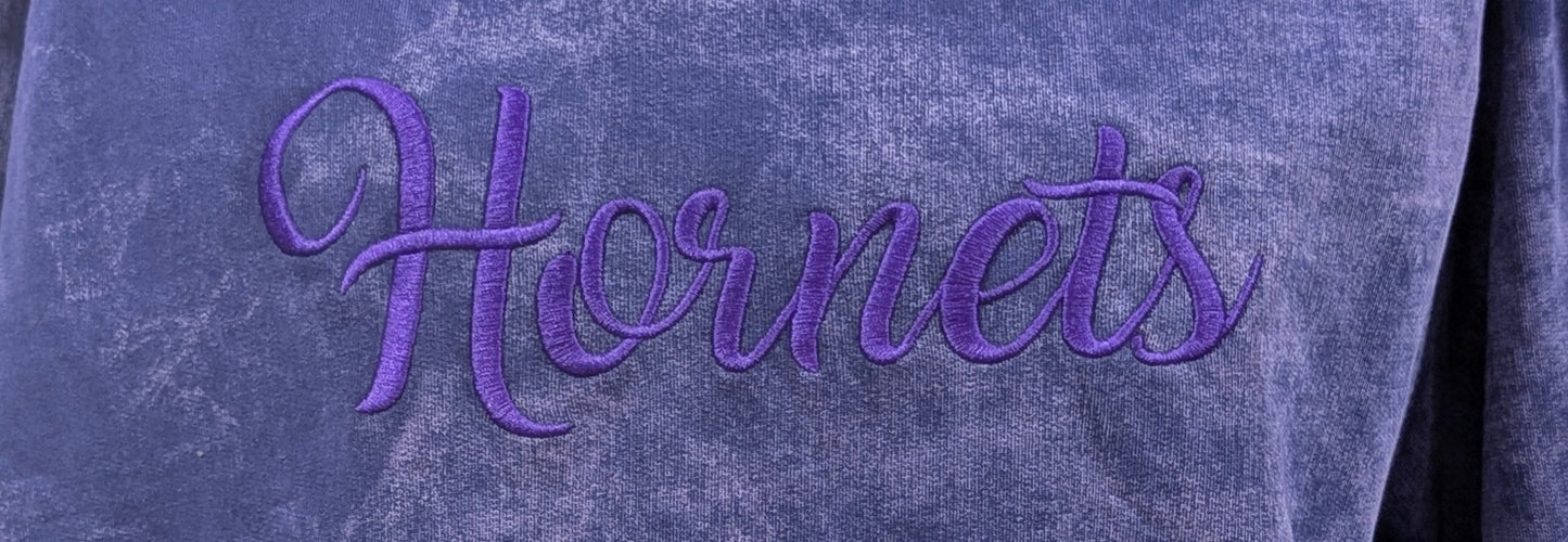 Purple Tie-Dye Lane Seven Embroidered Hornets Hoodie