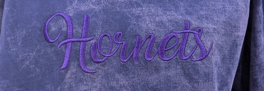 Purple Tie-Dye Lane Seven Embroidered Hornets Hoodie
