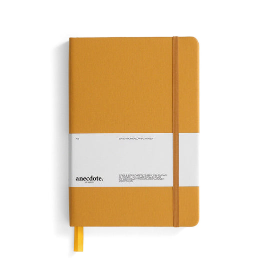The Daily Planner - Hardcover with Library Buckram Cover: Mustard