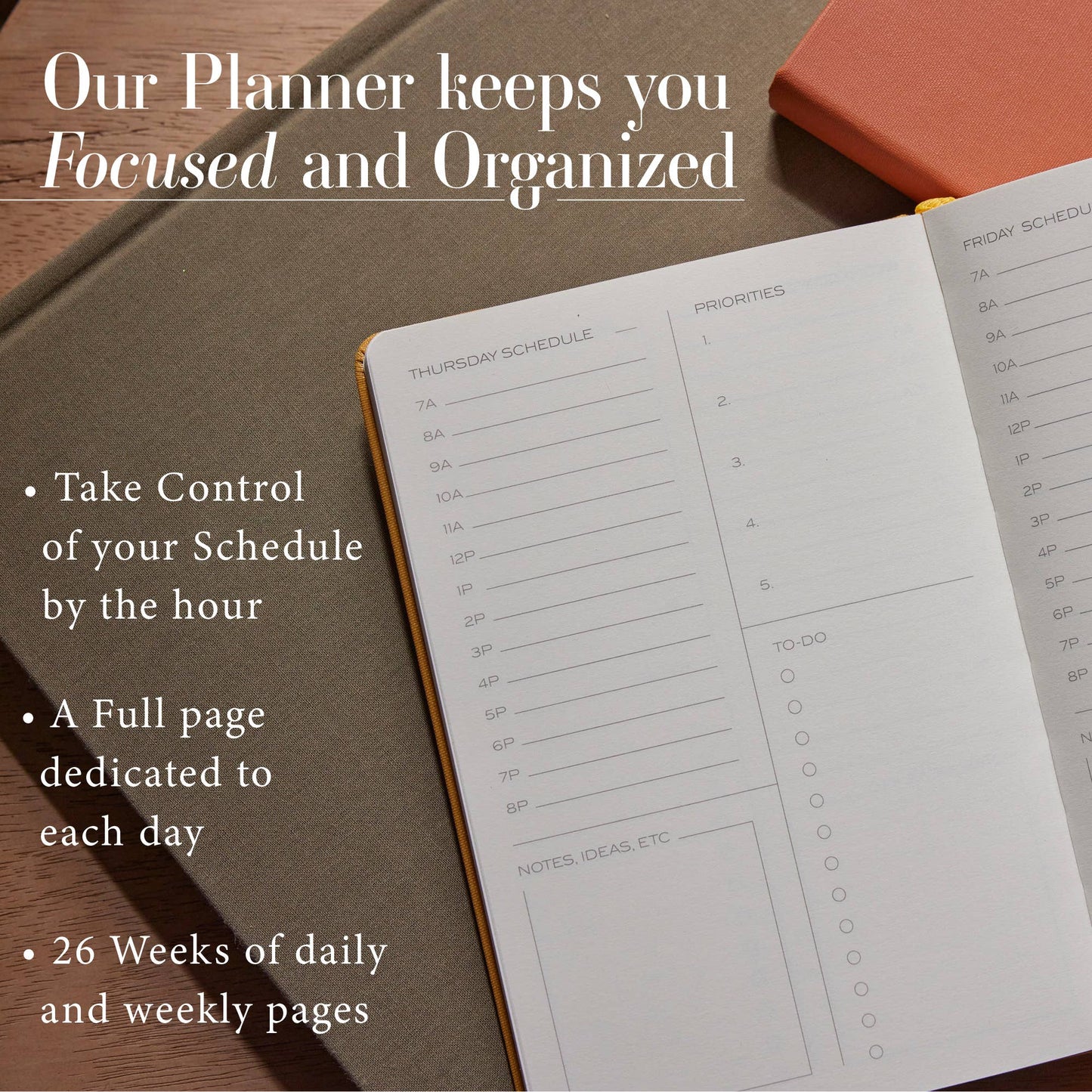 The Daily Planner - Hardcover with Library Buckram Cover: Blossom