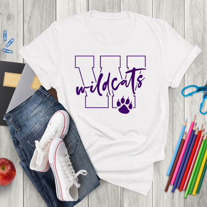 Wildcats Paws & Script Tee