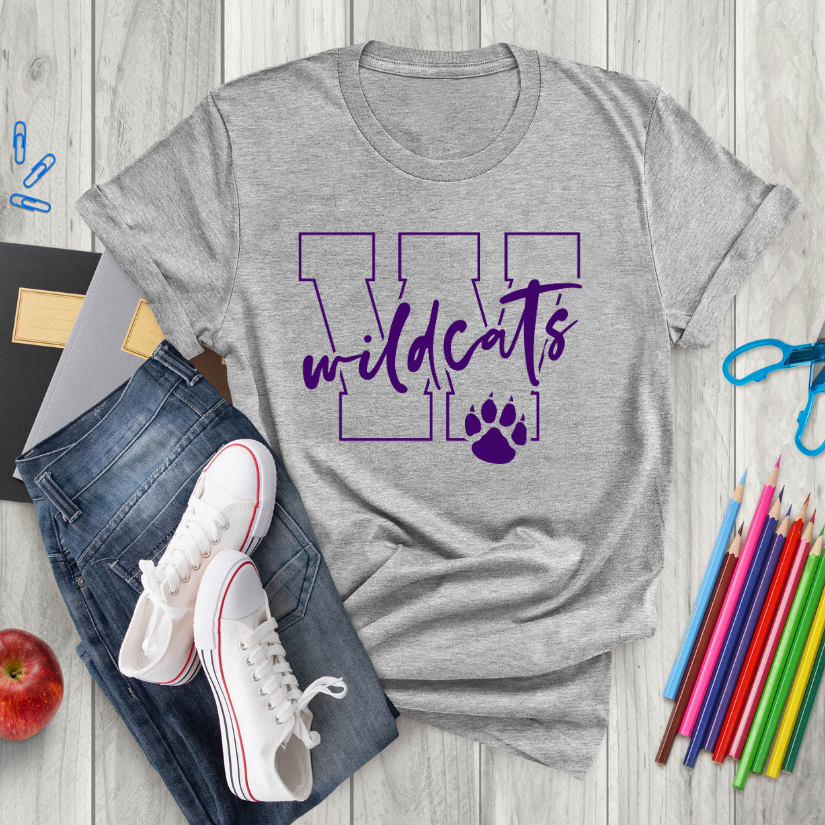 Wildcats Paws & Script Tee