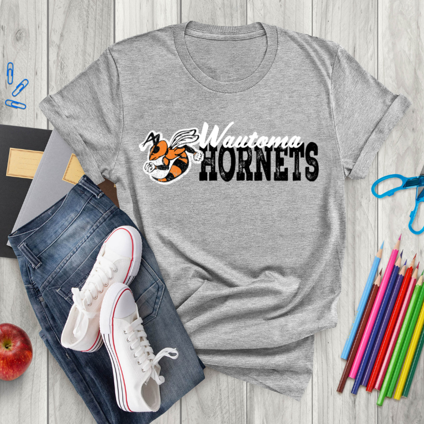 Wautoma Hornets Distressed Tee