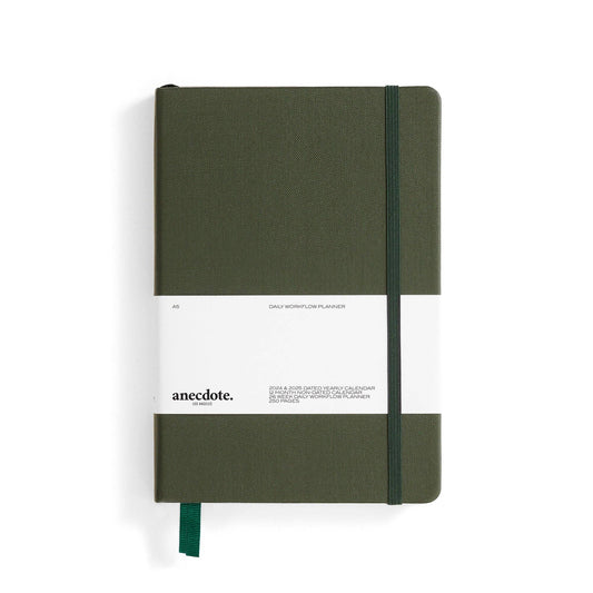 The Daily Planner - Hardcover with Library Buckram Cover: Evergreen
