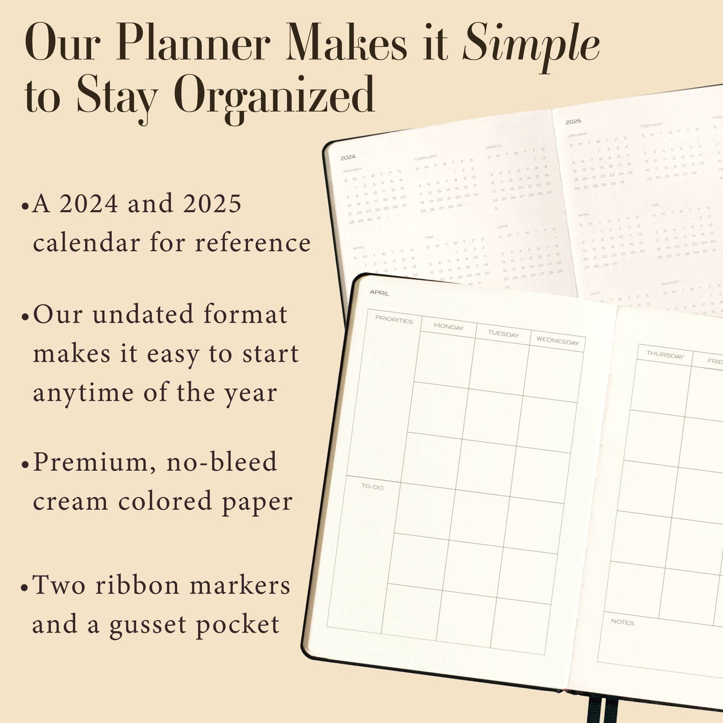 The Daily Planner - Hardcover with Library Buckram Cover: Evergreen