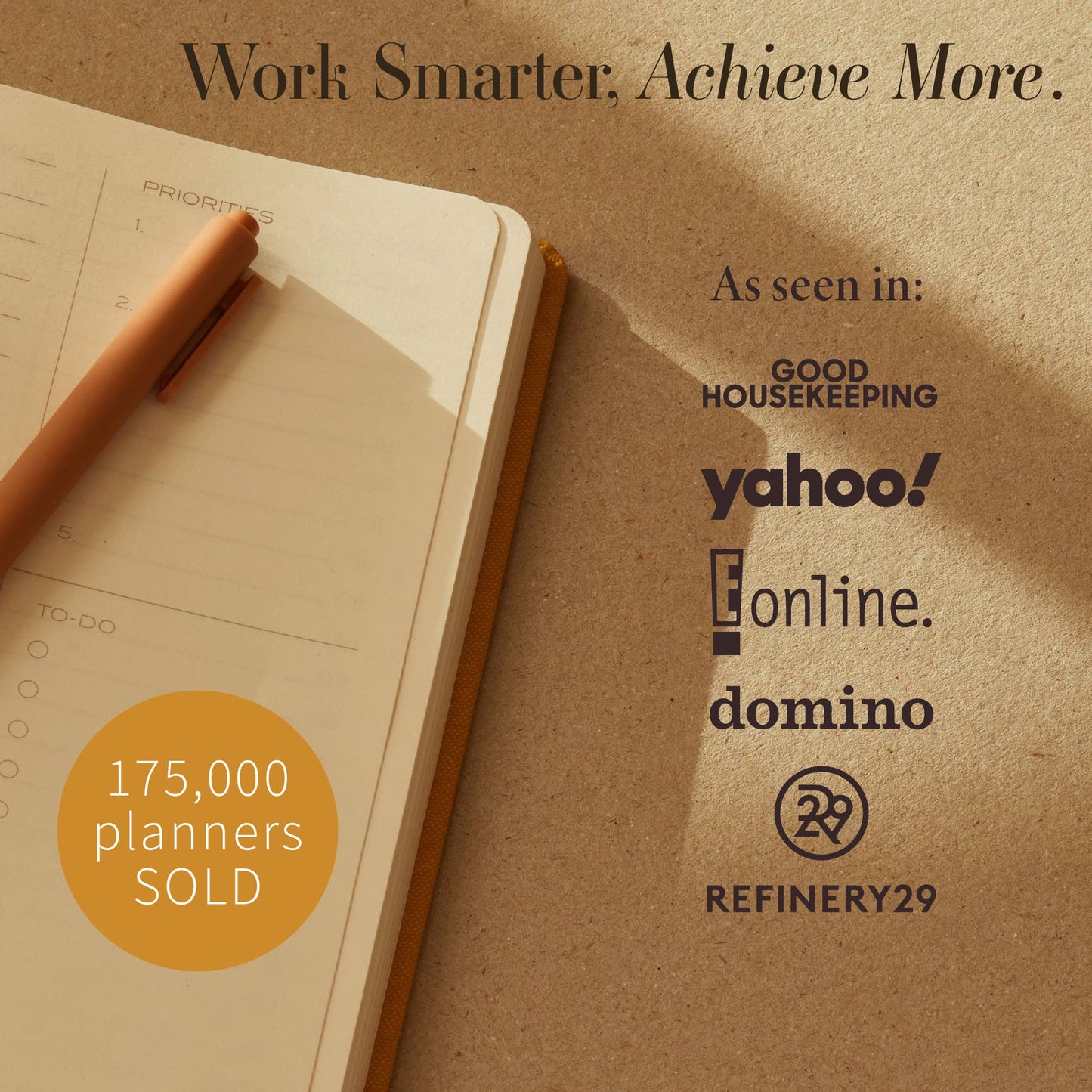 The Daily Planner - Hardcover with Library Buckram Cover: Mustard