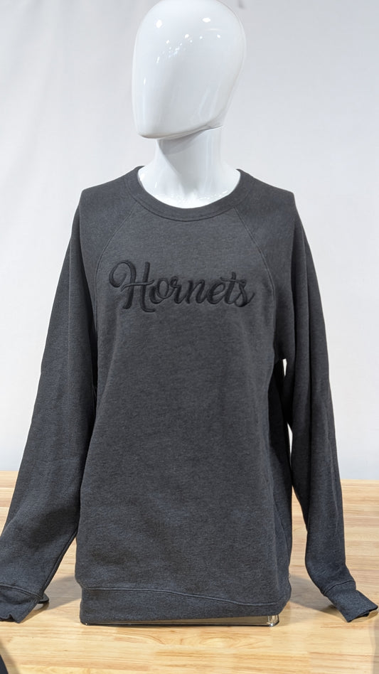 Dark Grey Bella + Canvas Hornets Embroidered Crew Neck