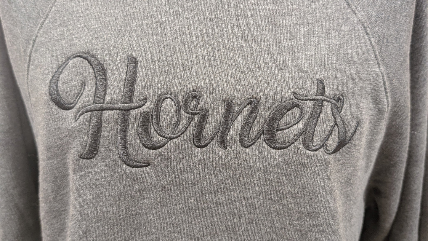 Dark Grey Bella + Canvas Hornets Embroidered Crew Neck