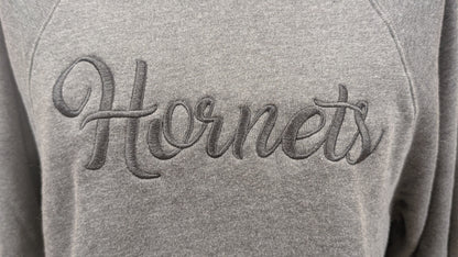 Dark Grey Bella + Canvas Hornets Embroidered Crew Neck