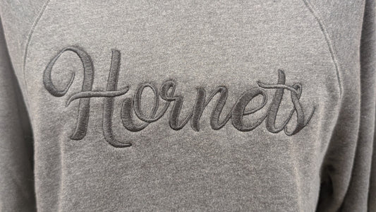 Dark Grey Bella + Canvas Hornets Embroidered Crew Neck
