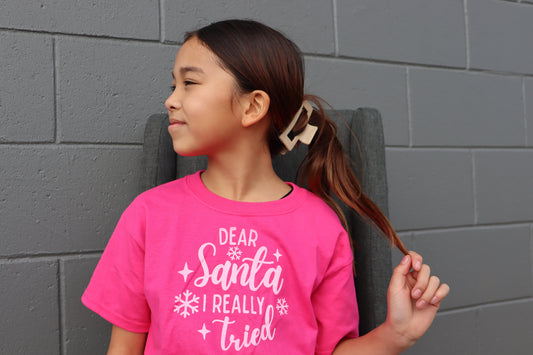 Dear Santa I really tried- kids t-shirt