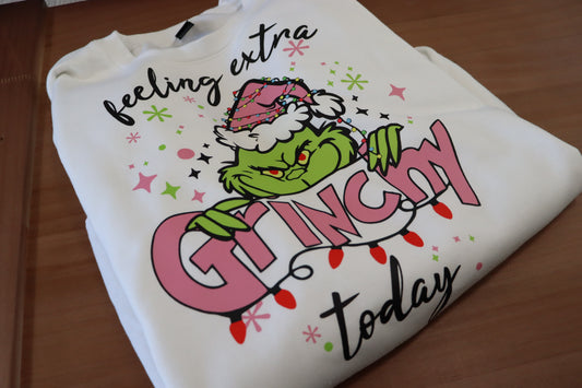 Feeling extra grinchy today- crewneck white