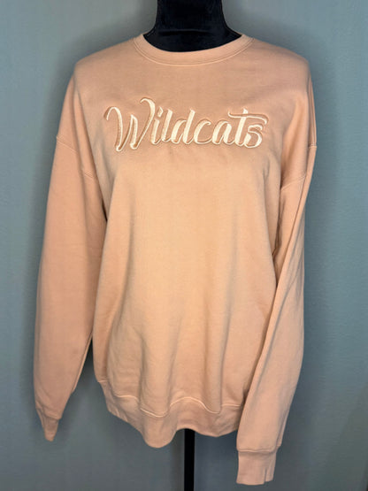 Neutral Bella+Canvas Wildcats Embroidered Crew Necks