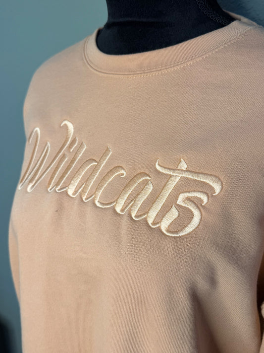 Neutral Bella+Canvas Wildcats Embroidered Crew Necks