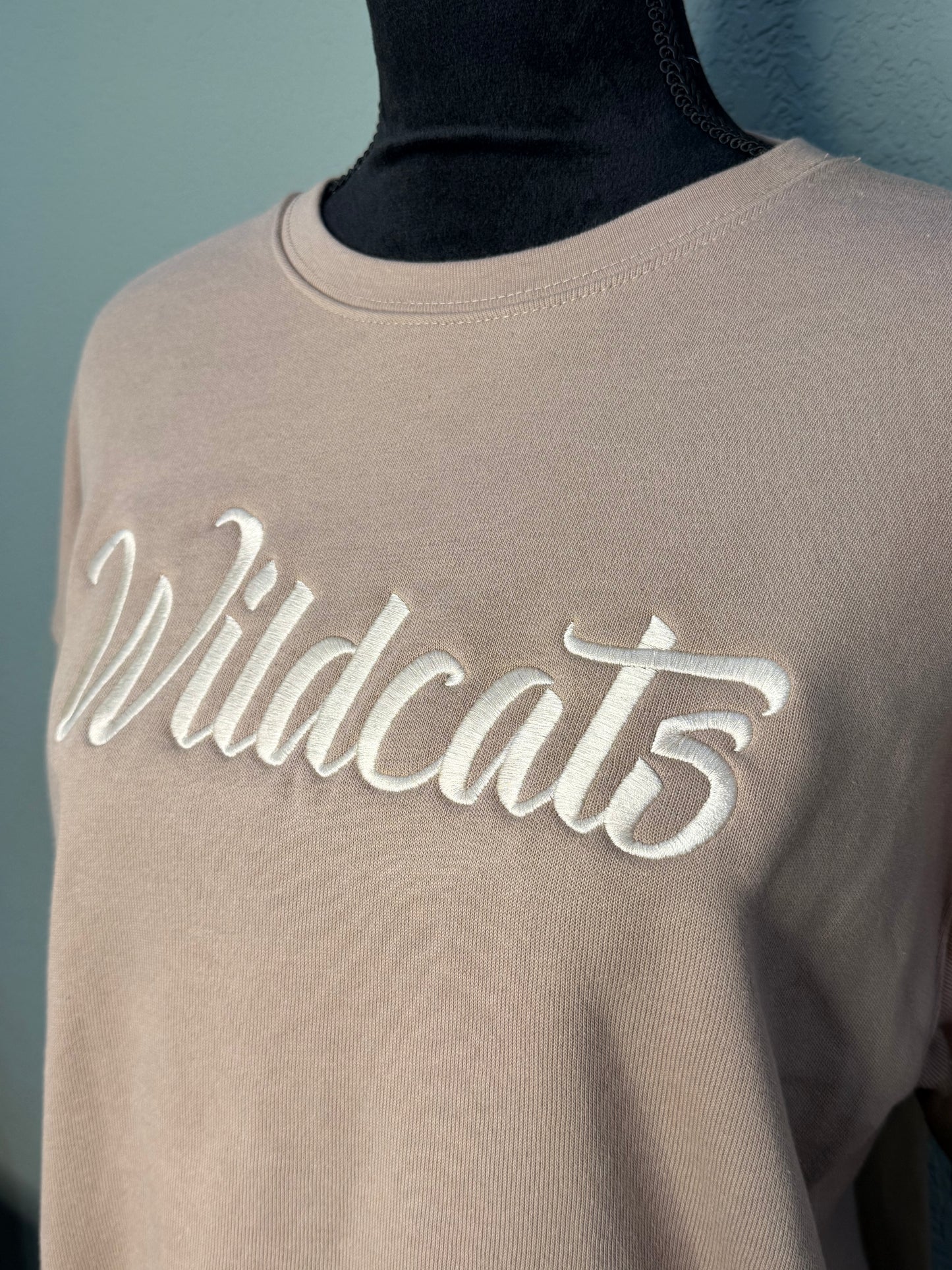 Neutral Bella+Canvas Wildcats Embroidered Crew Necks