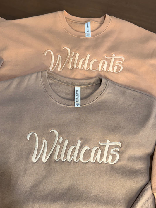 Neutral Bella+Canvas Wildcats Embroidered Crew Necks