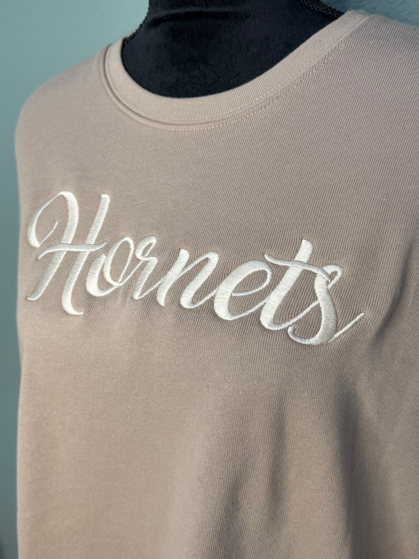 Bella+Canvas Tan Hornets Embroidered Crew Neck