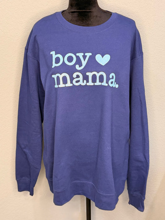 Boy Mama Glitter Pullover Sweatshirt
