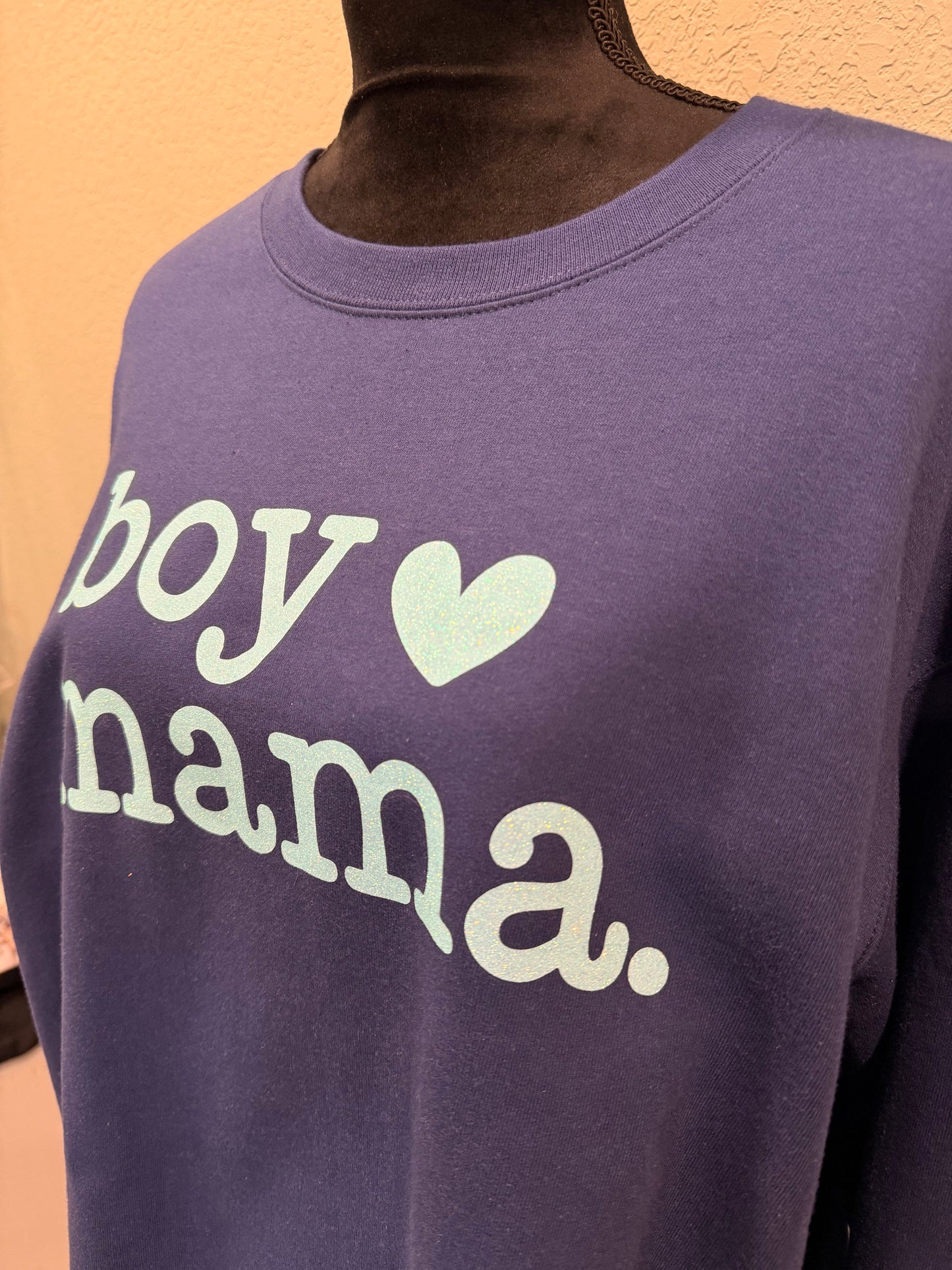 Boy Mama Glitter Pullover Sweatshirt