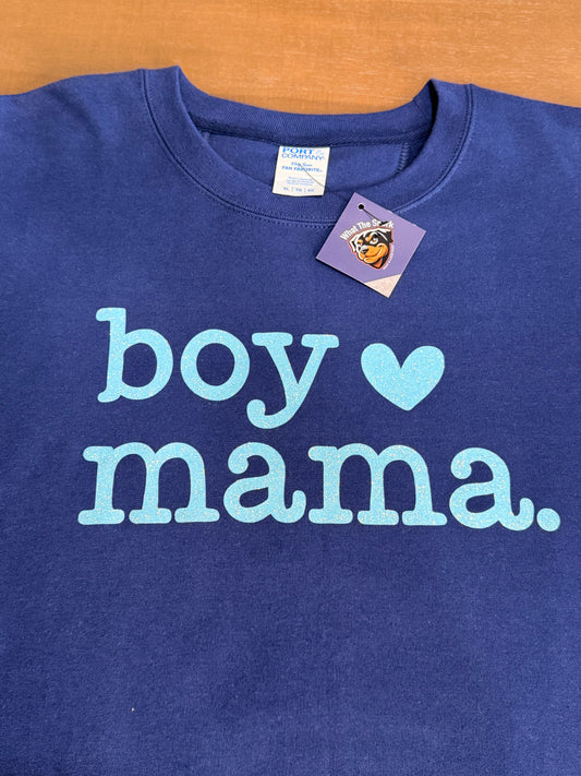 Boy Mama Glitter Pullover Sweatshirt