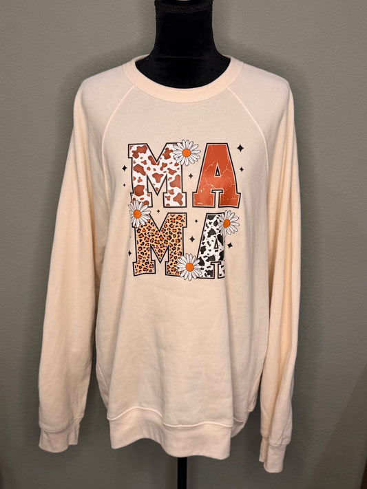 Wild & Free Mama: Retro Cowgirl Print Pullover