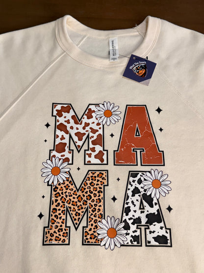 Wild & Free Mama: Retro Cowgirl Print Pullover