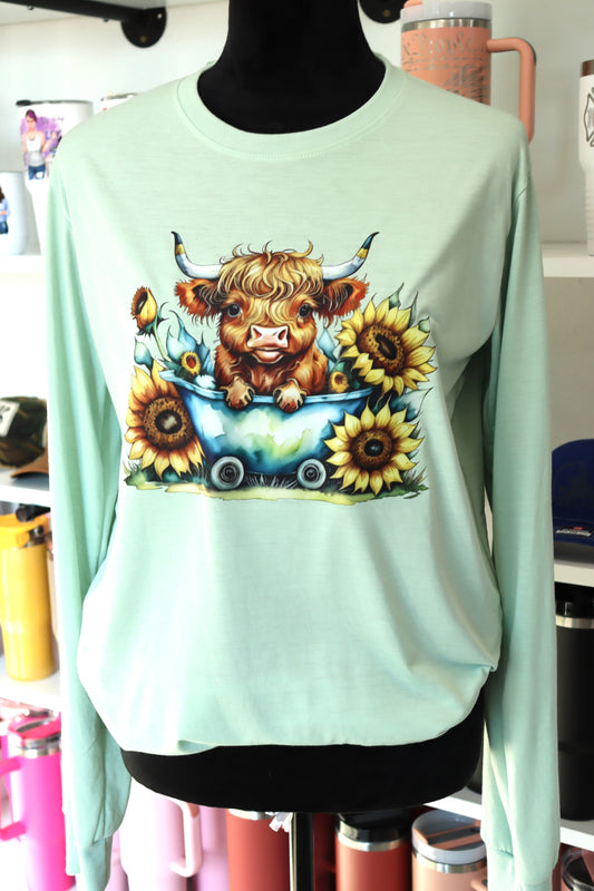 "Cow & Sunflower" Long Sleeve Shirt