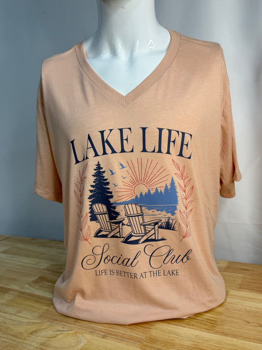 Lake Life Social Club V-Neck Tee