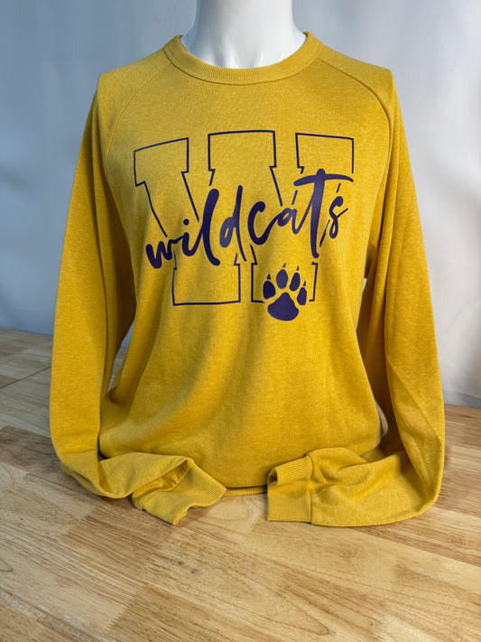 Wildcats Spirit Yellow Crew Neck Sweater