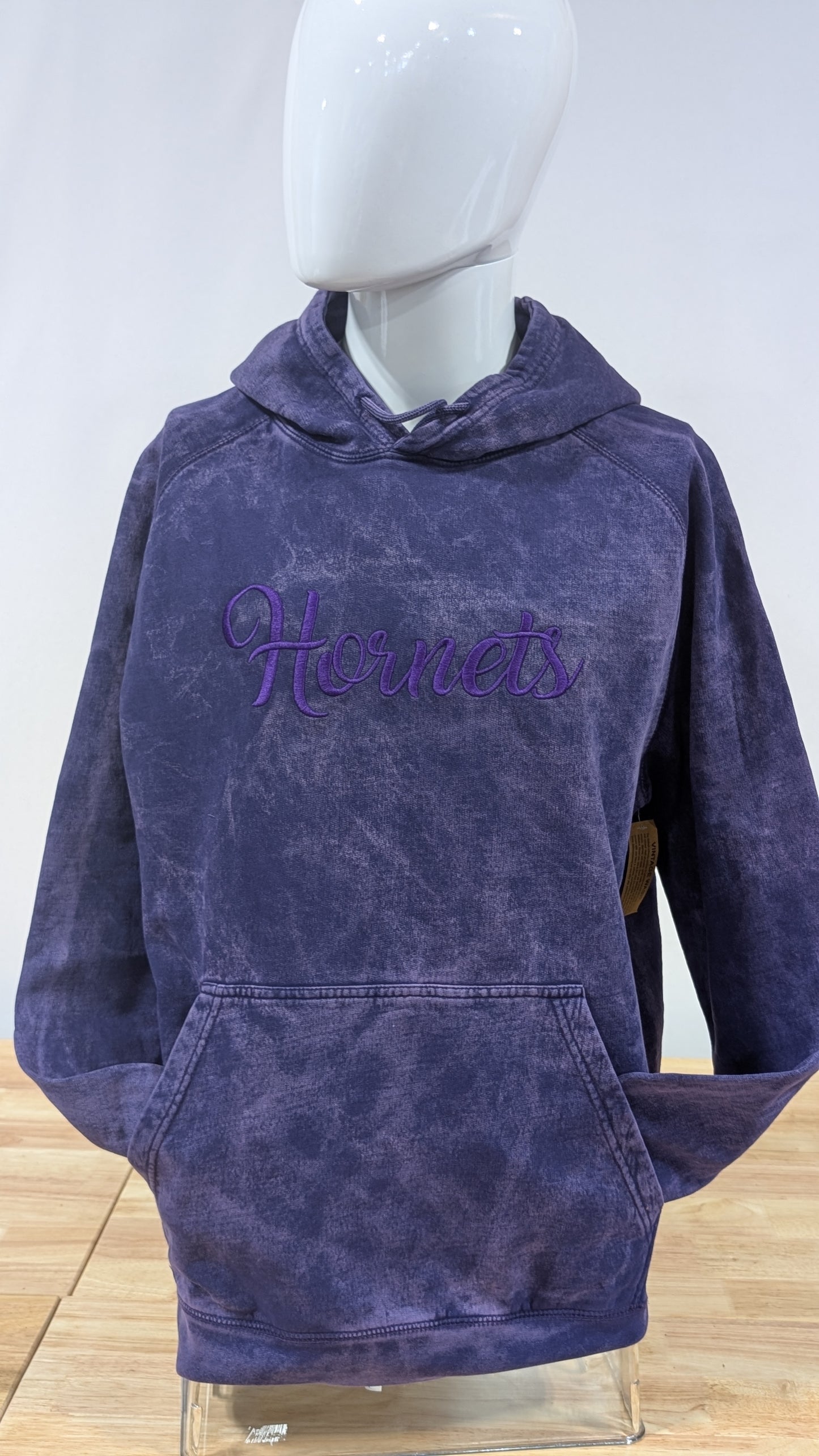 Purple Tie-Dye Lane Seven Embroidered Hornets Hoodie