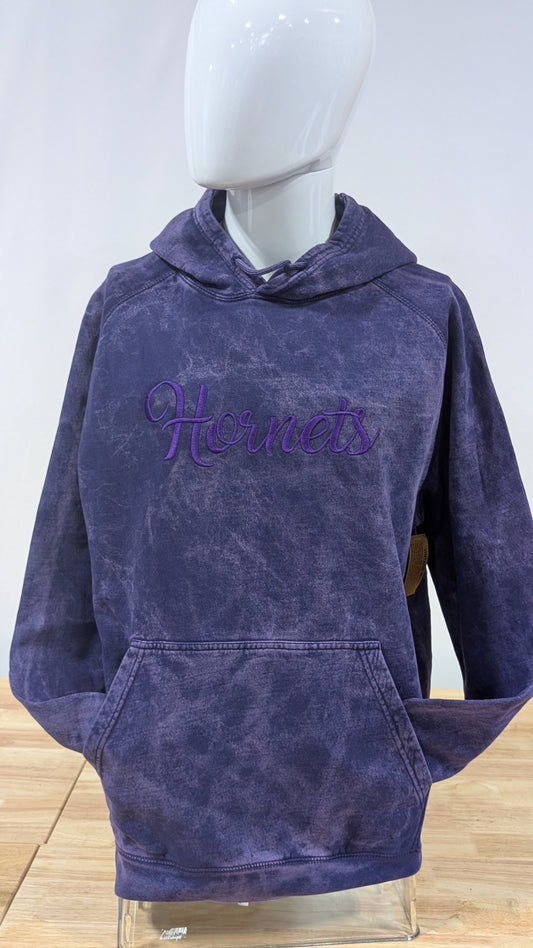 Purple Tie-Dye Lane Seven Embroidered Hornets Hoodie