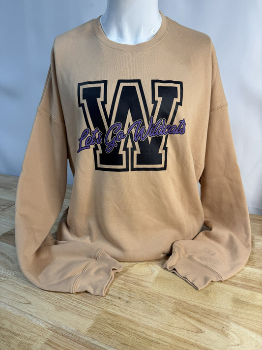 Lets Go Wildcats Tan Crew Neck Sweater