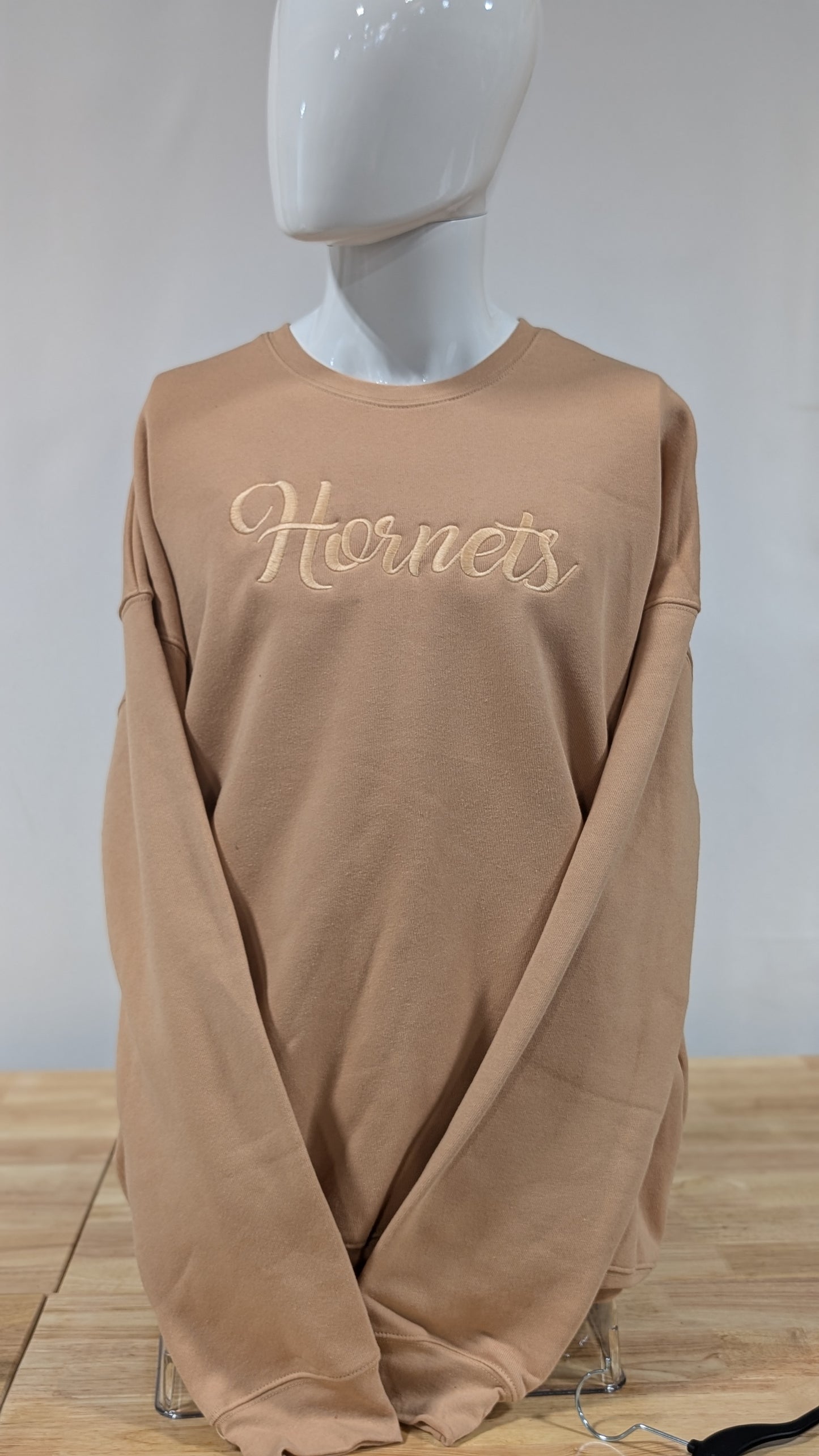 Tan Bella + Canvas Hornets Embroidered Crew Neck