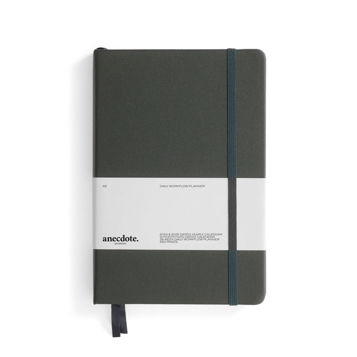 The Daily Planner - Hardcover with Library Buckram Cover: Black