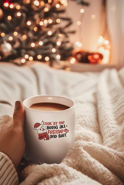Look at me being all festive and shit -white coffee cup