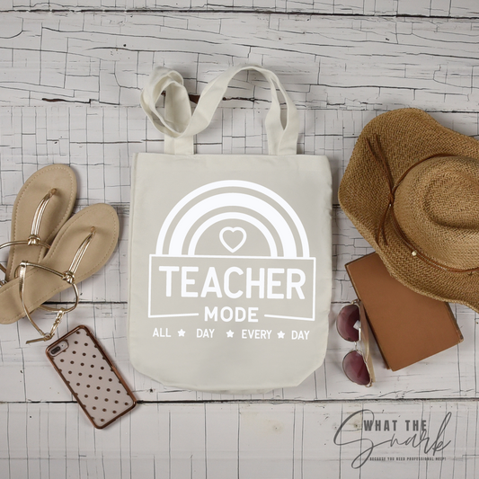 "TEACHER MODE" Tote Bags