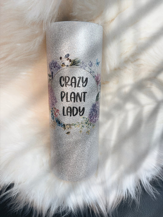 Crazy Plant Lady 20oz Glitter Tumbler