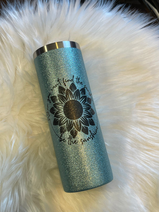 Be The Sunshine 20oz Teal Glitter Tumbler