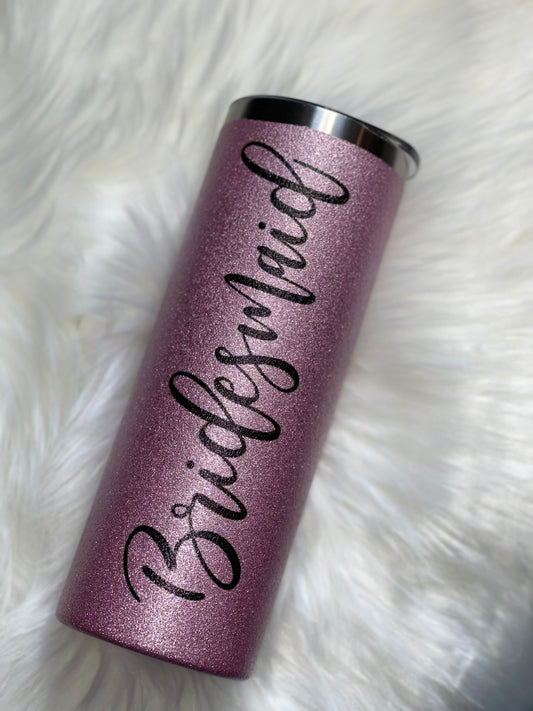 Bridesmaid Pink Glitter Tumbler